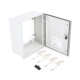 gabinete de poliéster ip65 uso en intemperie 250 x 300 x 140 mm con placa trasera interior de plástico incluye chapa y llave174