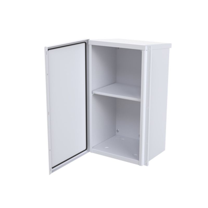Gabinete Acero Galv. Para 2 Baterias Pl110d12  (400 X 730 X 300mm). Puerta Sin Ventilación. Acc. Para Piso O Poste No Incluidos.