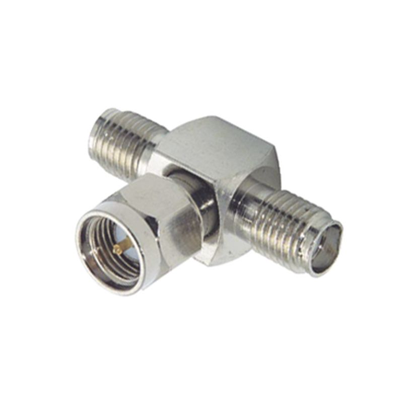 Adaptador En T De Conector Sma Macho A Doble Sma Hembras Niquel/ Oro/ Teflón.