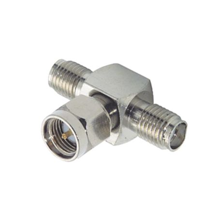 Adaptador En T De Conector Sma Macho A Doble Sma Hembras Niquel/ Oro/ Teflón.