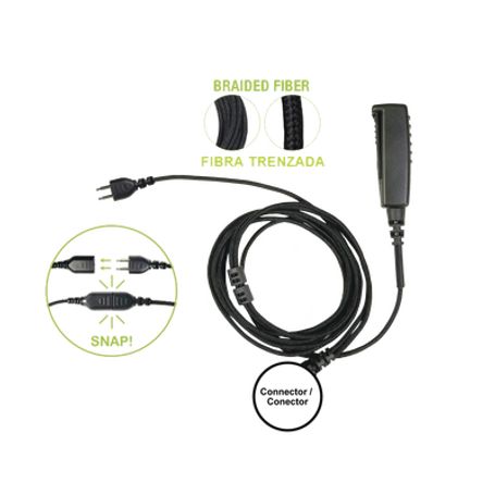Cable Para Micrófono Audifono Snap Intercambiable Con Conector Para Radios Icom Icf3216/4261ds/dt Icf52d/62d Icf3400/4400ds/dt