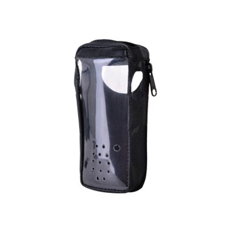 funda reforzada en piel para cinto con cierre y amplio visor frontal transparente para aéreos ica24 e ica6