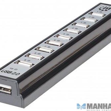Hub USB MANHATTAN 161572 Negro 10 puertos TL1 