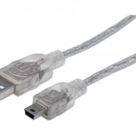 Cable USB a Mini USB MANHATTAN 18 m USB A MiniUSB B Macho/Macho Transparente TL1 