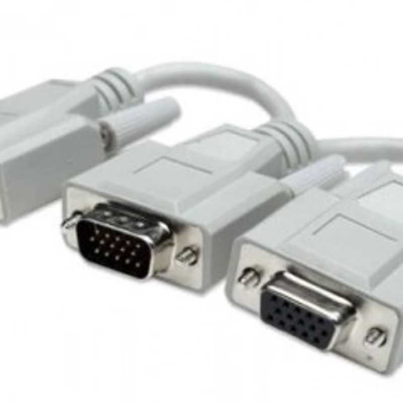 328302 Cable Y para VGA Conecta una fuente VGA a dos cables de monitor VGA Longitud 15cm Color Gris. TL1 