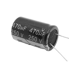 capacitor electrolitico de aluminio radial de 470 µfd 250 vcc 105 °c 25 x 40 mm