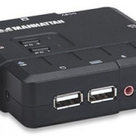Switch KVM Compacto de 2 Puertos MANHATTAN USB con Cables y Soporte de Audio Color Negro 151252 TL1 