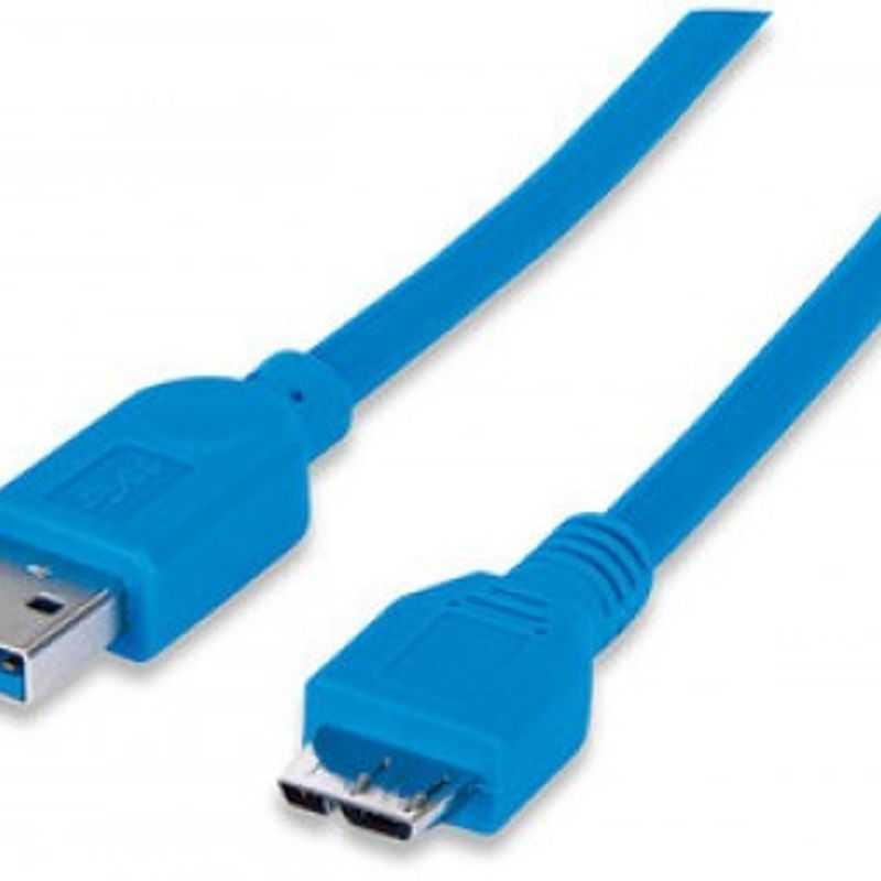 393898 Cable para Dispositivos USB MicroB de SúperVelocidad USB 3.2 Gen 1  Macho a MicroB Macho Longitud 1 mColor Azul TL1 