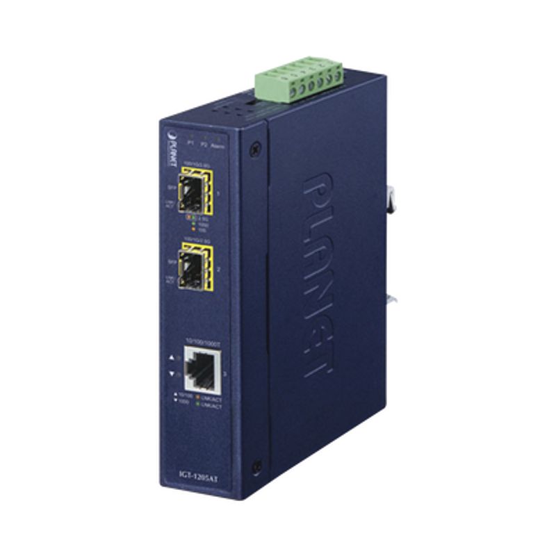Convertidor De Medios Industrial De 1 Puerto Ethernet 10/100/1000 Baset A 2 Puertos Sfp 100/1000/2500 Basex 