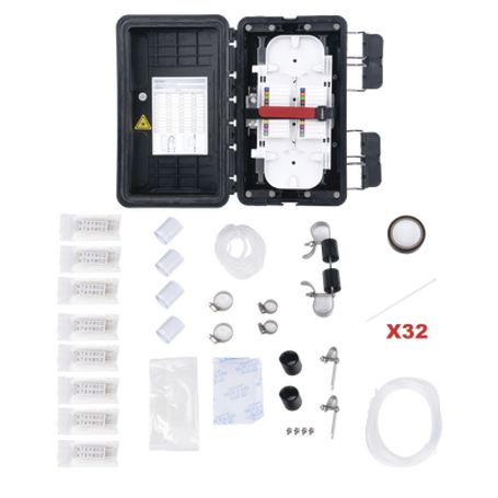 Caja De Distribución De Fibra Óptica Hasta 96 Empalmes Exterior Ip65 Color Negro