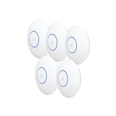 paquete de 5 access point unifi hd 80211ac wave 2 mumimo 4x4 para alta densidad de usuarios hasta 500 usuarios wifi sin poe´s