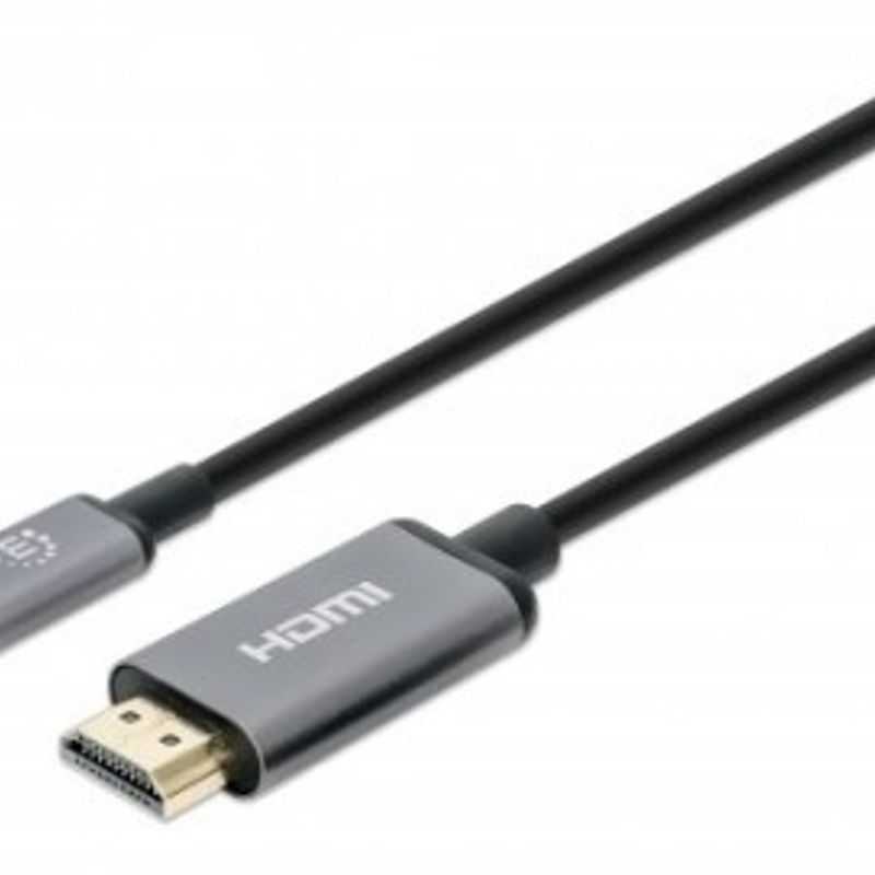 MH USBC to HDMI adapter cable  2M 4K60Hz MANHATTAN 153607 USBC HDMI Negro/Plata 2 m TL1 