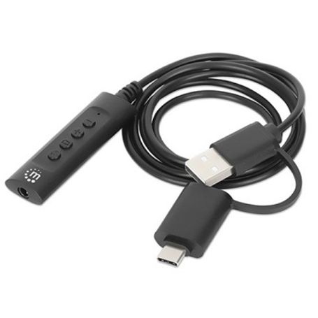 153560 Convertidor USB 2.0 / USBC a Tarjeta Sonido 3.5 mm cable con controles TL1 