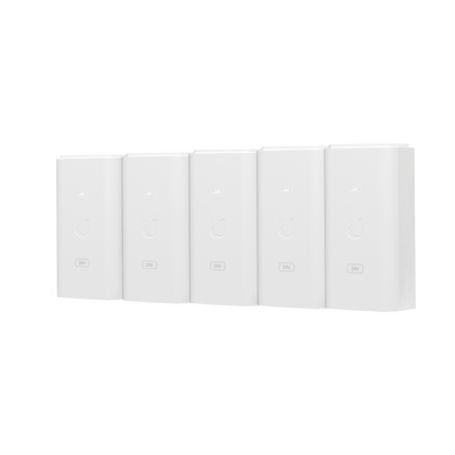 5 unidades del adaptador poe ubiquiti de 24 vdc 05 a con puerto gigabit color blanco