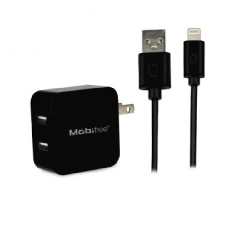 KIT Cargador USB con cable lightning  Mobifree MB914192 Pared Negro TL1 