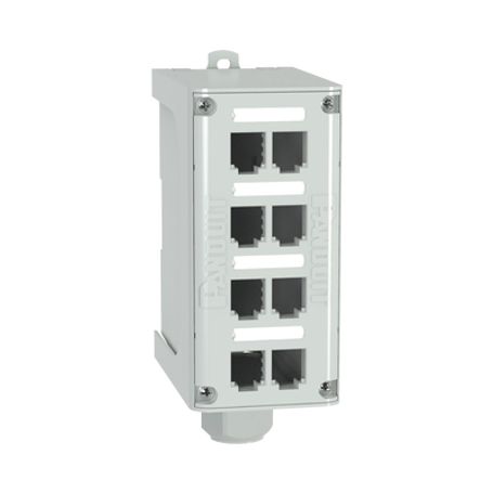 panel de parcheo modular para fibra óptica de instalación en riel din estándar de 35mm 8 puertos minicom color gris183910