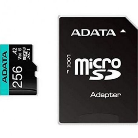 Micro Secure Digital ADATA AUSDX256GUI3V30SA2RA1 256 MB Negro Clase 10 TL1 