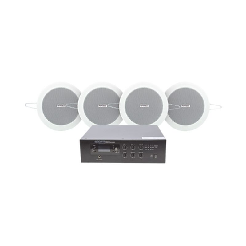 Kit De Amplificador De 120w Para Escritorio  4 Altavoces De Plafón De 4in  3  6w  Sistema 70/100v