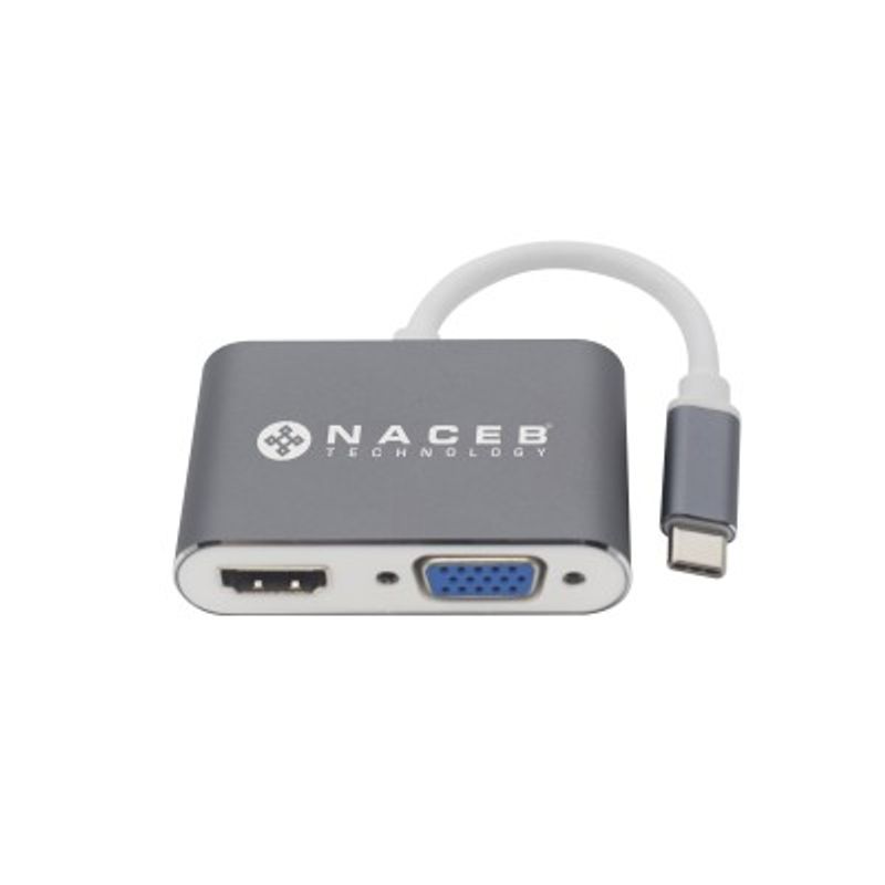Adaptador Tipo C a HDMIVGA Naceb Technology NA0113 Plata USB C HDMIVGA TL1 