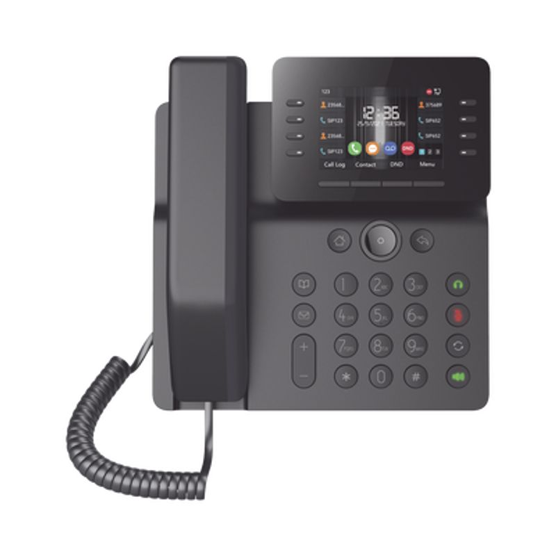 Teléfono Ip Empresarial Esencial Wifi / Bluetooth 12 Lineas Sip Pantalla A Color 3.5 Poe Puertos Gigabit Conferencia Local De 6 
