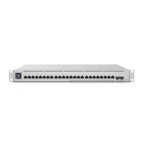 unifi switch empresarial capa 3 de 24 puertos poe 8023afat 12 puertos 25g y 12 puertos 1g  2 puertos 110g sfp 400w pantalla inf