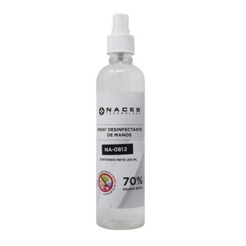 Spray Desinfectante de Manos NA0812 Naceb Technology Alcohol Etilico 70 Producto Certificado 250ml TL1 