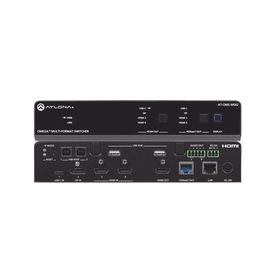 omega switch matriz 4x2 de av multiformato con entradas hdmi usbc y display port  salidas hdmi y  hdbaset  para videoconferenci