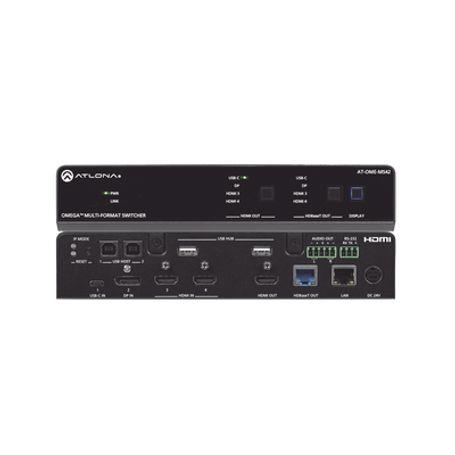 Omega Switch Matriz 4x2 De Av Multiformato Con Entradas Hdmi Usbc Y Display Port / Salidas Hdmi Y  Hdbaset / Para Videoconferenc