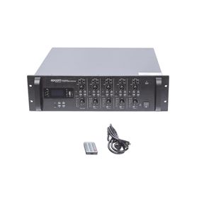mezclador amplificador de audio  4 zonas de 240w rms hasta 960w  4 canales  5 entradas  mp3 tuner usbsd  1 entrada de micrófono