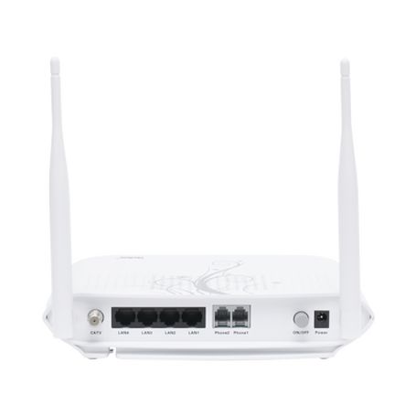 Onu Gpon Con 4 Puertos Gigabit Ethernet  2 Pots  1 Usb  1 Catv (rf)  Wifi 2.4 Ghz Conector Sc/apc