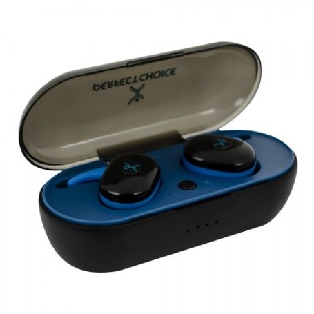 Audifonos BT TWS Extra Bass PERFECT CHOICE PC116523 Negro/Azul Bluetooth Inalámbrico Universal TL1 
