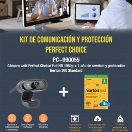 Kit Cámara Web  Antivirus PC99055 cámara web USB 1080p PC320494 mas antivirus Norton 1 Ano 1 Equipo 360 ESTÁNDAR TL1 