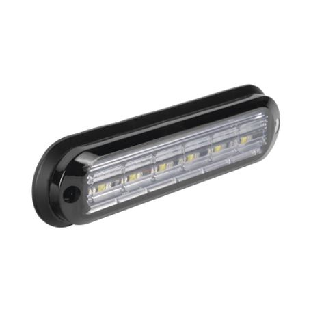 Luz Auxiliar Ultra Brillante  Ip67 De 6 Leds Color Rojo/azul Con Mica Transparente Y Bisel Negro