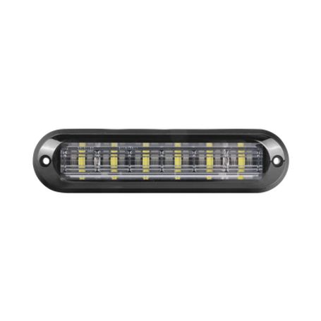 Luz Auxiliar Ultra Brillante Ip67 De 6 Leds Color Ambar Con Mica Transparente Y Bisel Negro