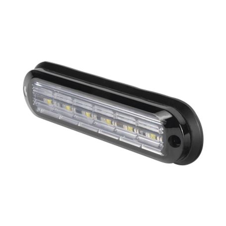 Luz Auxiliar Ultra Brillante Ip67 De 6 Leds Color Ambar Con Mica Transparente Y Bisel Negro