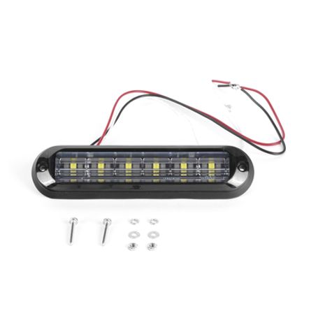 Luz Auxiliar Ultra Brillante Ip67 De 6 Leds Color Ambar Con Mica Transparente Y Bisel Negro