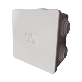 caja de derivación de pvc autoextinguible con 6 entradas tapa a presión 80x80x40 mm medidas internas mayor área permisible para