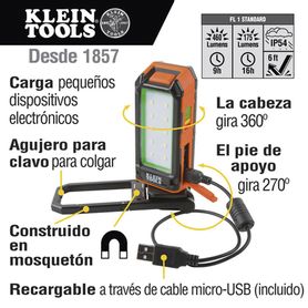 lámpara de led para trabajo personal recargable y magnética 53 x 130 x 42 mm 2 potencias a elegir puede cargar smartphone193685