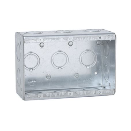 caja multigang de acero galvanizado de 3 gangs profundidad de 212 cuenta con 16 ko concéntricos para tuberia de 12 y 34