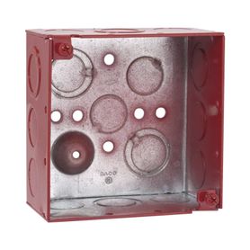 caja cuadrada galvanizada  de 4 profundidad de 2 18  cuenta con 11 ko de 12 y 6 tko 12  34 color rojo