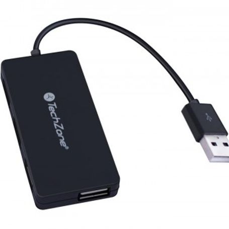 Hub TechZone 4 puertos USB 2.0 color negro 1 ano de garantia. TL1 