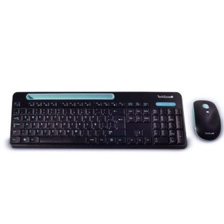 Kit de teclado y mouse multimedia inalambrico TechZone mouse 1000 DPI´s soporte para smartphones y tablets 1 ano de garantia. TL