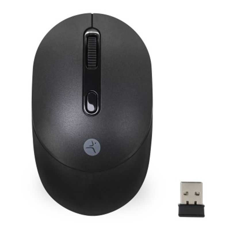 Mouse inalambrico TechZone de 1600 DPIS alcance hasta 15 metros 4 botones texturizado rubber color negro click silncioso 1 ano d