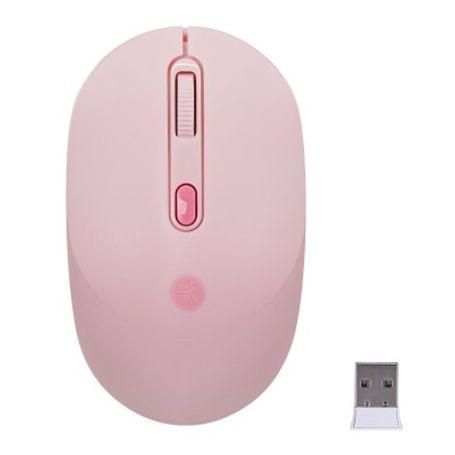Mouse inalambrico TechZone de 1600 DPIS alcance hasta 15 metros 4 botones texturizado rubber color rosa click silncioso 1 ano de