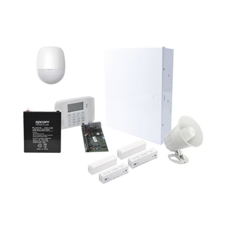 sistema de alarma cableado con sensores de movimiento contactos de puerta o ventana y sirena