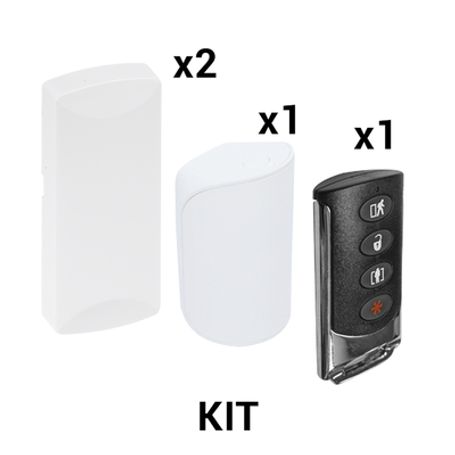 Kit Básico Sensores Inalámbricos  Incluye 2 Contactos Magnéticos 1 Pir Y 1 Llavero  Compatibles Con Honeywell Y Pro4gen2