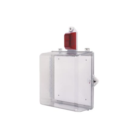 gabinete mediano de policarbonato transparente súper resistente con sirenaestrobo y cerradura manual 