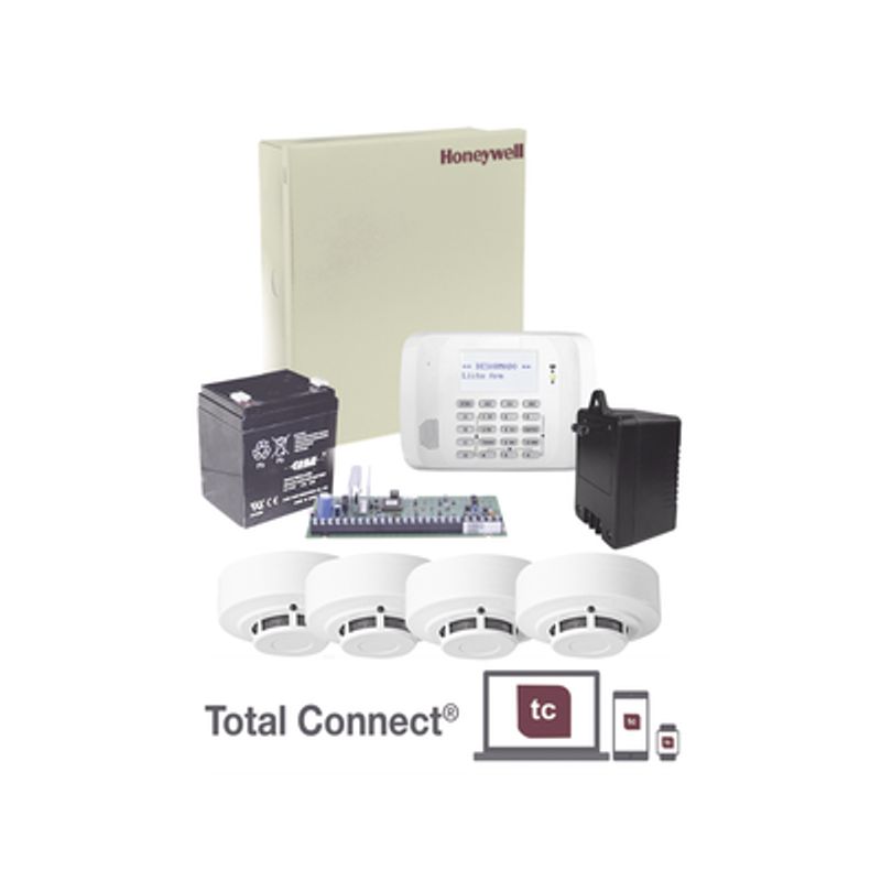 Kit De Panel De Alarma Vista48la Con Gabinete Bateria Y Transformador / 4 Sensores De Humo
