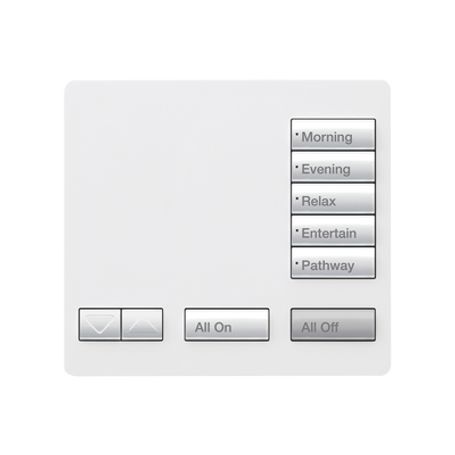 teclado seetouch sobre mesa 5 botones  botonera retroiluminada  programe escenas diferentes en cada botón