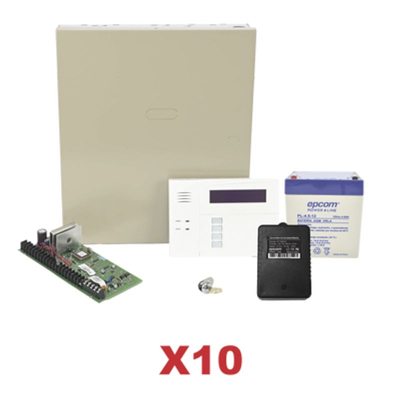 Kit De 10 Paneles De Alarma Vista48 Con Bateria Y Transformador